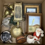 Desert Oil Paintings, Santa Figure & Jewelry Bowls