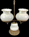 Vintage Fenton Hobnail Milk Glass Students Lamp