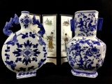 Seymour Mann China Blue Porcelain Vases
