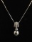 14k Necklace W/ Black Pearl & Diamond Pendant
