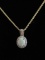 14k Gold Necklace & Opal & Diamond Pendant