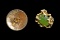 14k Yellow Gold Chrysoprase & Quartz Pins