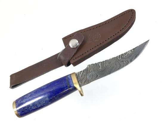 Fixed Blade Damascus Steel Knife & Sheath