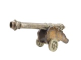 Vintage Bronze Barrel Cannon & Carriage