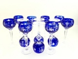 (12) Bohemian Cut To Clear Crystal Wine Glasses