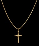 18k Yellow Gold Necklace & Crucifix Pendant