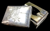 Vintage Signed Japanese Silver Ashtray Floral Box