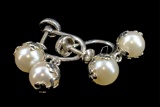 1950's 10k White Gold & Pearl Screw Back Earrings