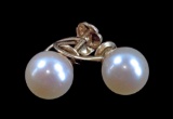 1950's 14k Yellow Gold & Pearl Screw Back Earrings