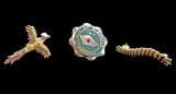 (3) 10k Yellow Gold Pins, 1910 City Of Glendale