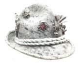 Vintage Grey German Bavarian Wool Felt Hat & Pins