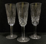 (3) Waterford Lismore Crystal Champagne Flutes