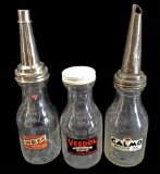 (3) Vintage 1qt. Motor Oil Glass Bottles