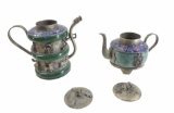 (2) Chinese Zodiac Cloisonné Tea Pots