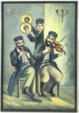 Vintage Musicians Oil On Canvas