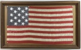 Antique Hand Painted (15) Star Silk U. S. Flag