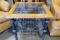Distressed Wood & Wrought Iron Glass Top End Table