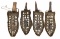 (4pc) Cowrie Shell Sheaths & Congo Knives, Swords