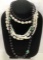 (3pc) 10k Gold Clasp, Pearls & Malachite Necklaces