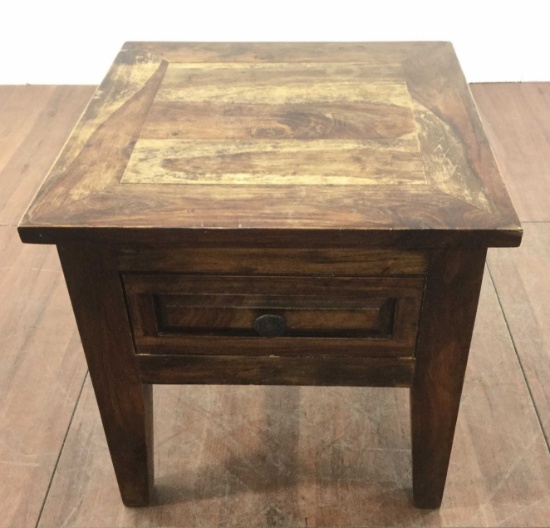Vintage Rustic Oak End Table