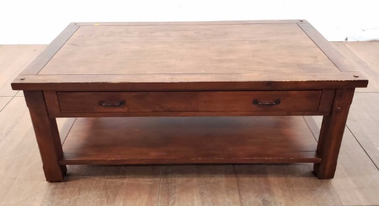 Traditional Oak Coffee Table With Single Drawer