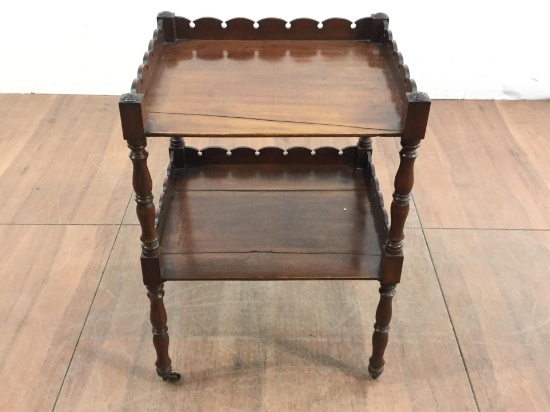 Vintage Tiered Mahogany Wood Lamp Table