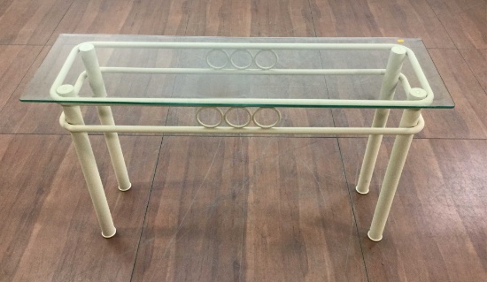 Contemporary Style Beveled Glass Top Console Table