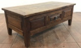 Vintage Rustic Oak Coffee Table With Single Drawer