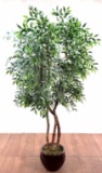 92in Glazed Pot & Planted Faux Tree