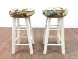 (2) 26in Floral Cushioned Barstools