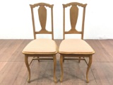 Pair Vintage Oakwood Accent Chairs
