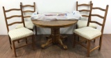 Chippendale Style Oak Table & 4 Ladderback Chairs