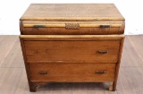 Antique Tiger Oak Waterfall Nightstand