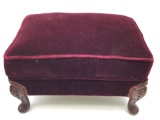 Vtg Cabriolet Style Velvet Upholstered Footstool