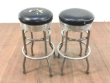 Pair Vintage Swivel Top Parlor Barstools