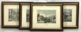 (4pc) Assorted Hand Colored Engravings