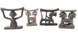 (4pc) Tribal, Congo Hand Carved Wood Head Rests