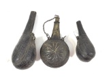 (3pc) Vintage Gunpowder Flasks