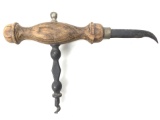 Antique Wood & Iron Corkscrew