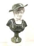 Vintage Victorian Female Green & White Marble Bust