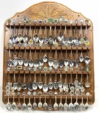 Collectors Souvenir Spoons & Display Rack