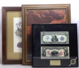 (3pc) Rock Canyon Print & 1899 Us Print Money
