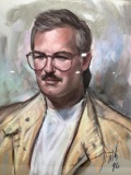 Smith (1990) Signed Male Portrait Pastels On Paper