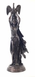 Vintage Sculpture Of Woman Holding Peacock