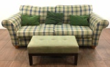 Traditional Roll Arm Sofa With Ottoman
