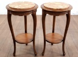 Pair Vtg French Louis Xv Style Stone Top Tables