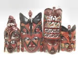 (4pc) Congo Tribal Carved Face Masks