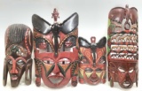 (4pc) Congo Carved Tribal Face Masks