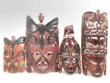 (4pc) Tribal Congo Carved Face Masks