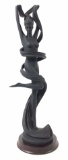 Nude Black Resin Woman In Ribbon Sculpture